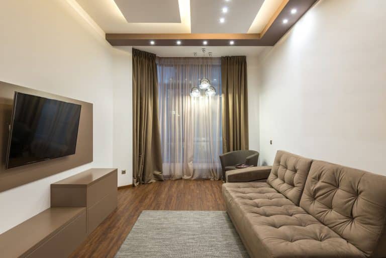 Recessed ceiling lights in a modern living room