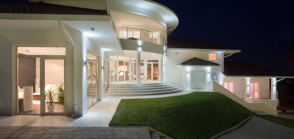 Building exterior with up and down lights